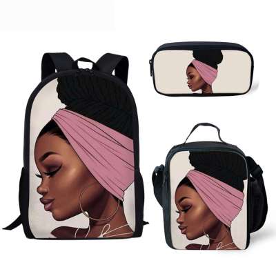 2020 trending Fashion Black Girls Art Printing backpack Handbag set afrian girl picture Luxury Designer bags for Ladies