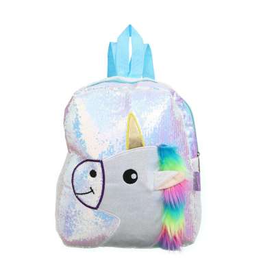 2019 3D Cartoon Plush Sequin Mini Kids Unicorn Girls School Bags Backpack