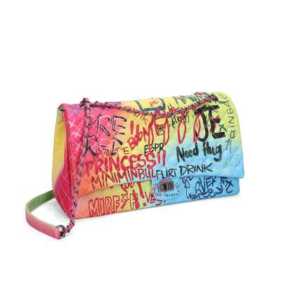 Wholesale High Quality Summer Candy Big Chain Jelly Shoulder Bag Travel Colorful Graffiti Jelly Bag