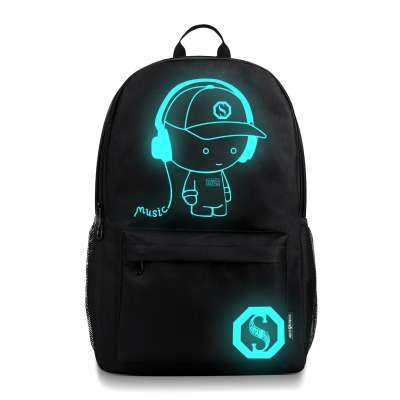 Logo Desgin USB Charging Cable Outdoor Backpack School Bags Luminous Backpack