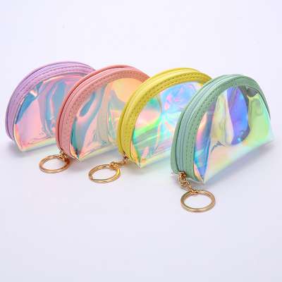 2019 Hot Selling Girls Zipper Coin Holder Clear Wallet Small Laser Cute Pouch Cash Bag Jelly Coin Purse