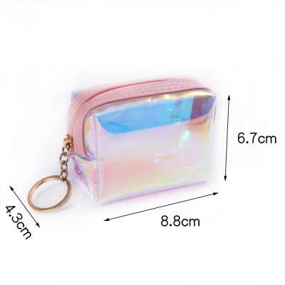 Fashion Coin Purse Jelly Transparent Makeup Bag Girls Data Line Change Collection Bag Lady  Laser Mini Cosmetic Bag