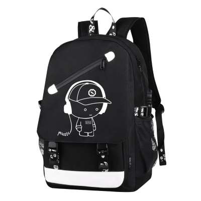 Popular New Wholesale Design USB High School Nylon Backpack Luminous Bag